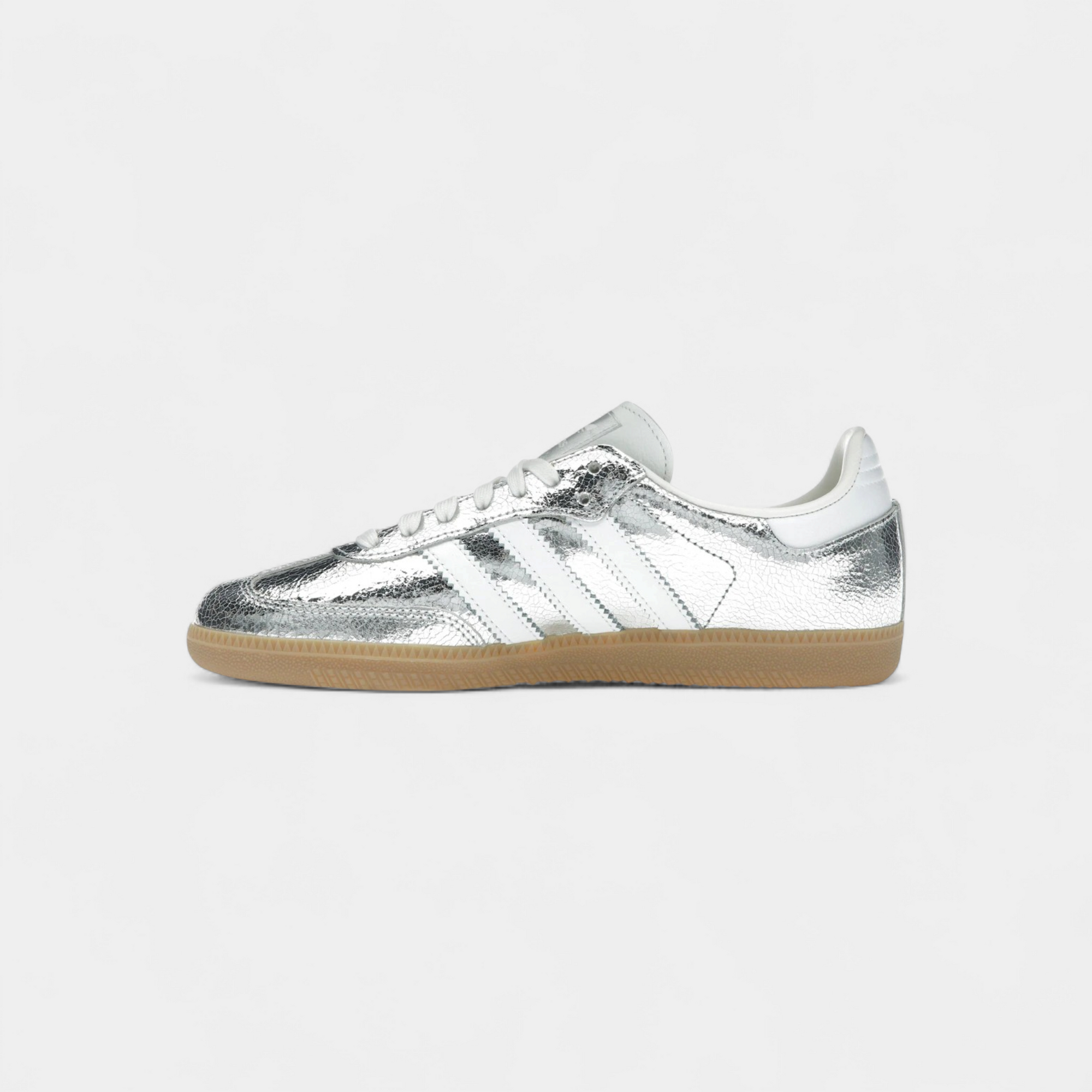 adidas Samba OG Silver Metallic Cracked Leather (Women's)