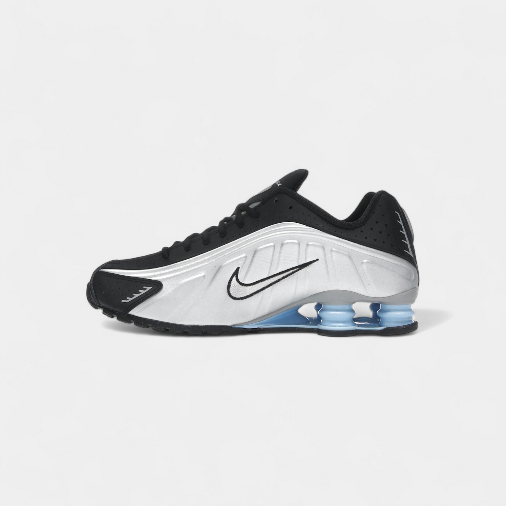 Nike Shox R4 Metallic Silver Black Psychic Blue