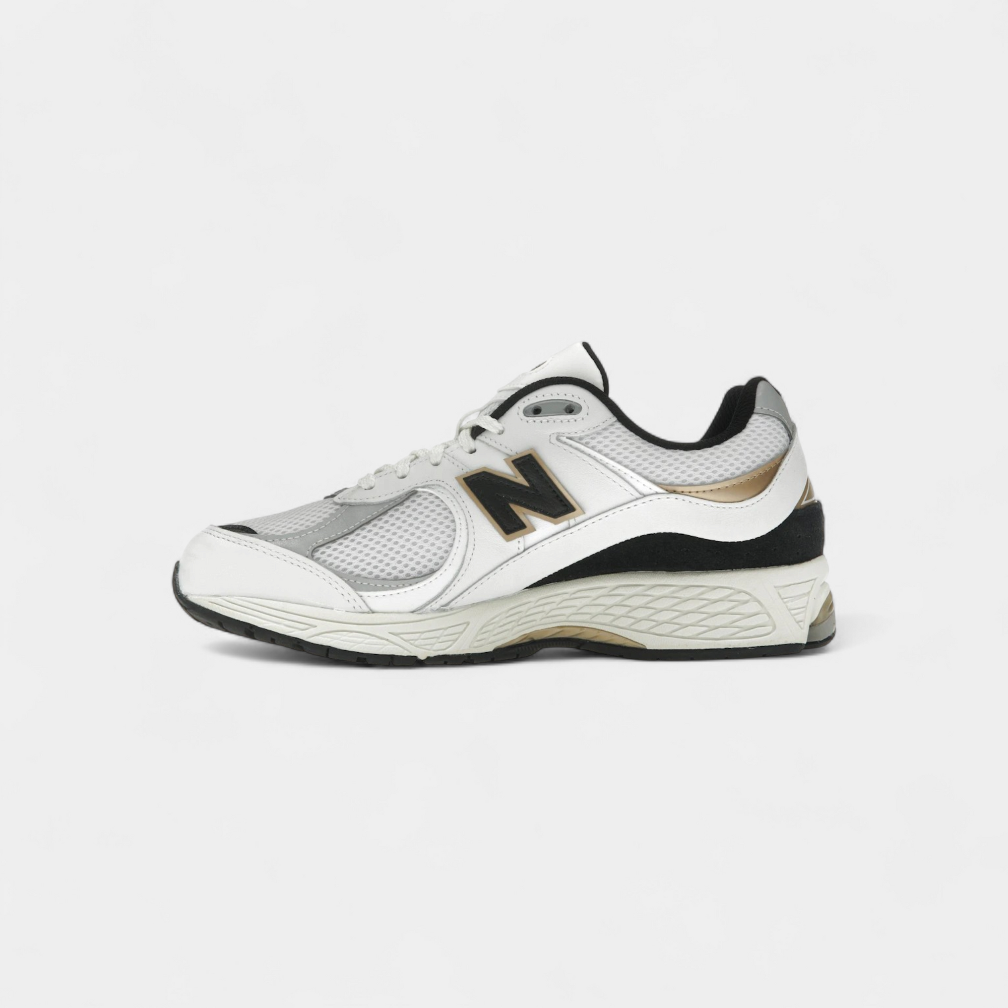 New Balance 2002R White Black Gold Metallic