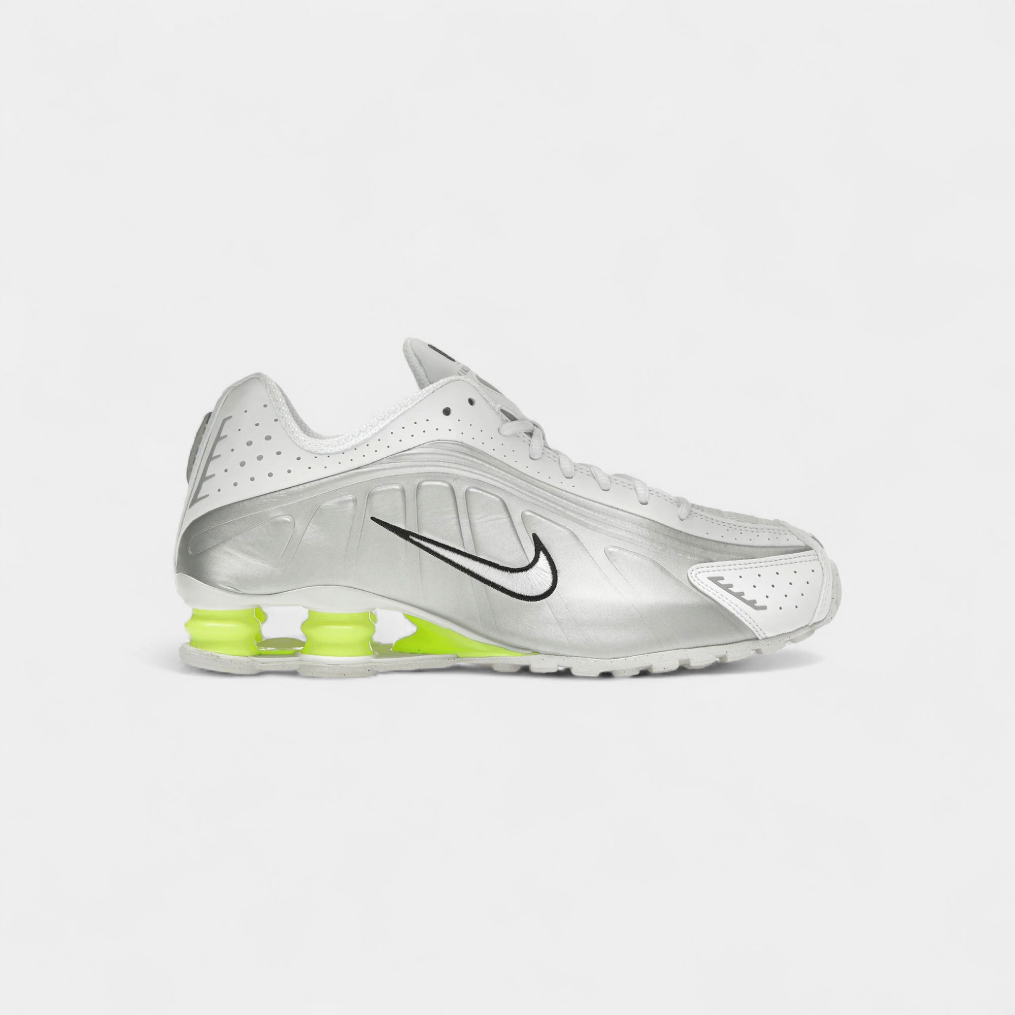 Nike Shox R4 White Metallic Silver Volt (Women's)