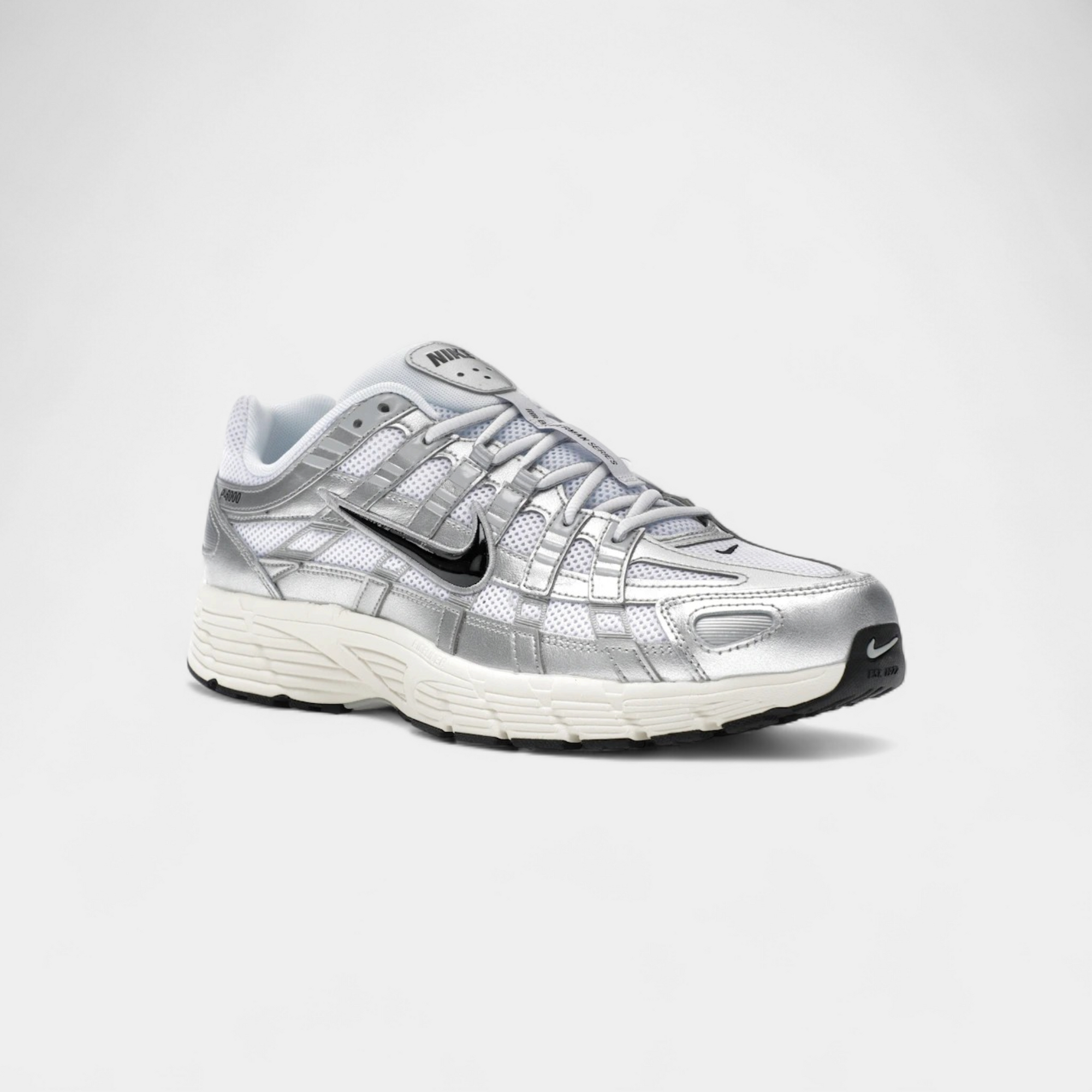 Nike P-6000 White Metallic Silver Flat Silver Black
