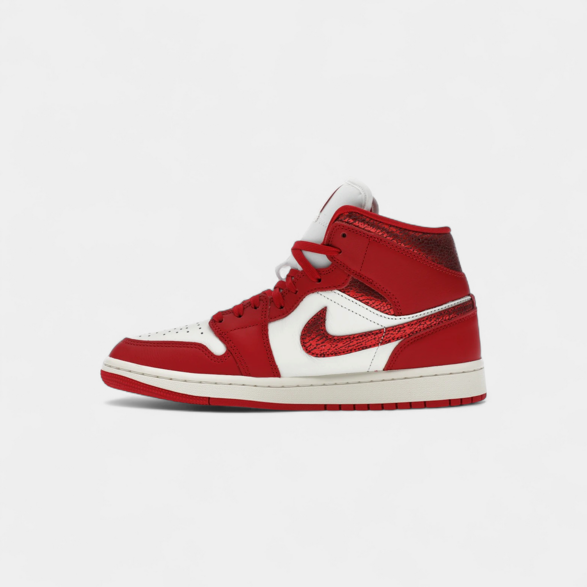 Jordan 1 Mid SE Red Cracked Leather (Women's)