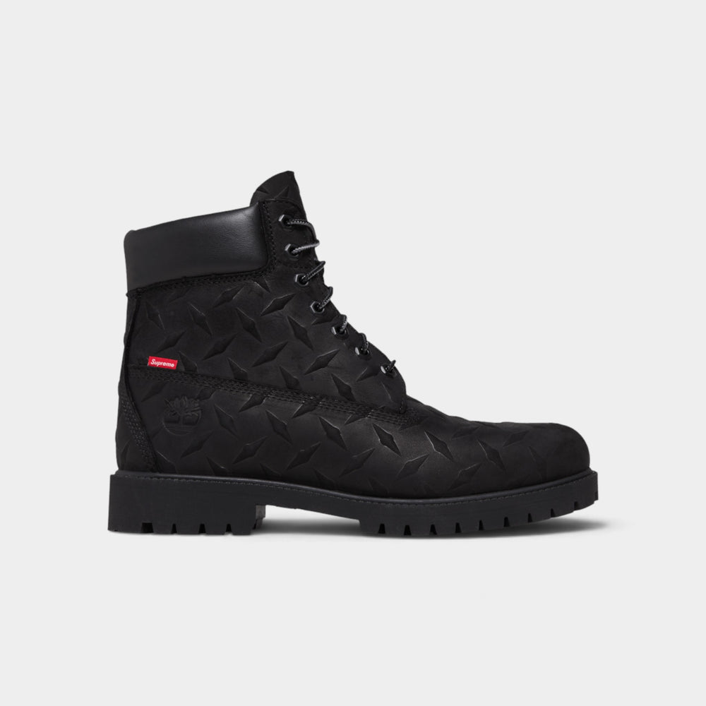 Supreme x Timberland 6 Inch Premium Waterproof Boot Embossed Diamond Plate Black
