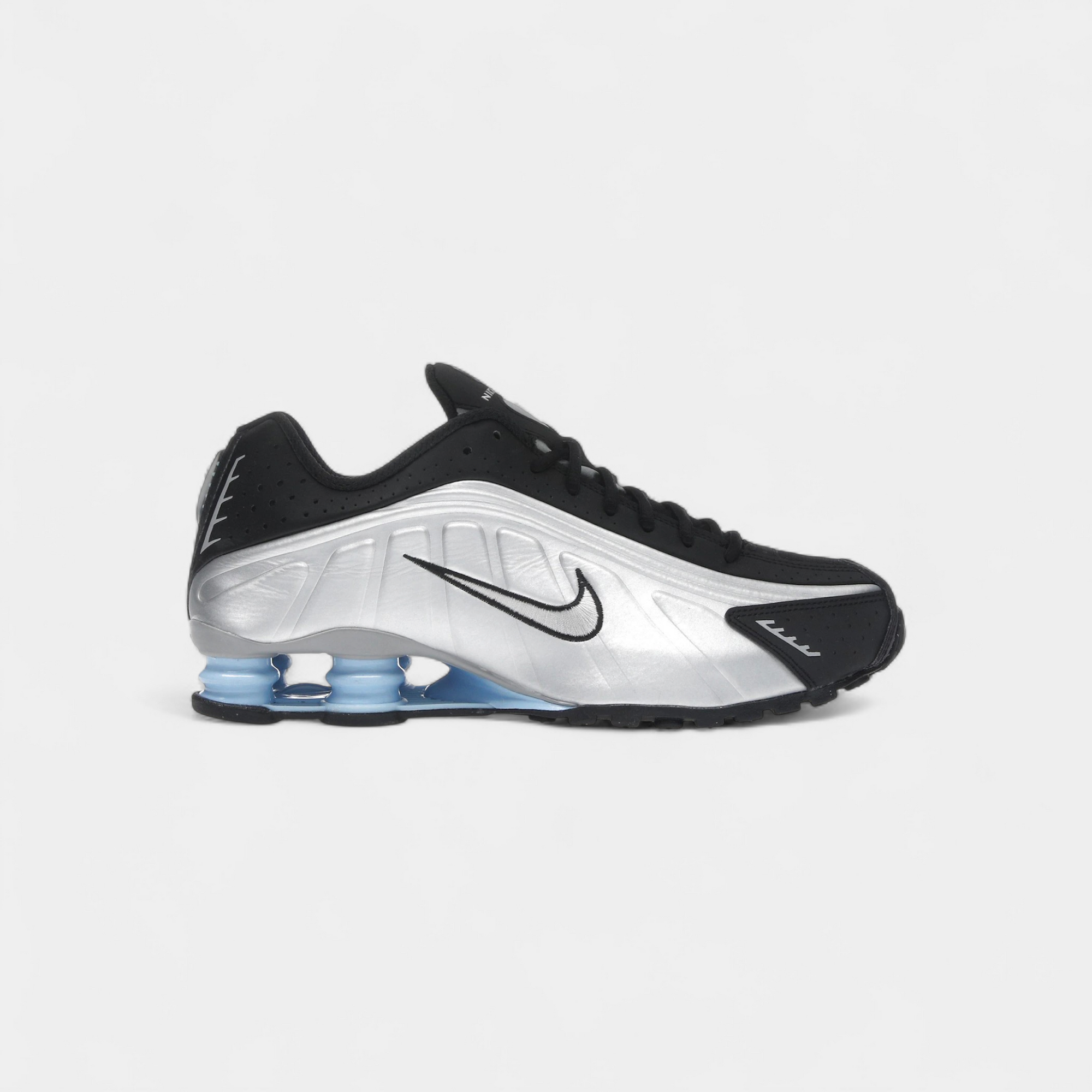 Nike Shox R4 Metallic Silver Black Psychic Blue