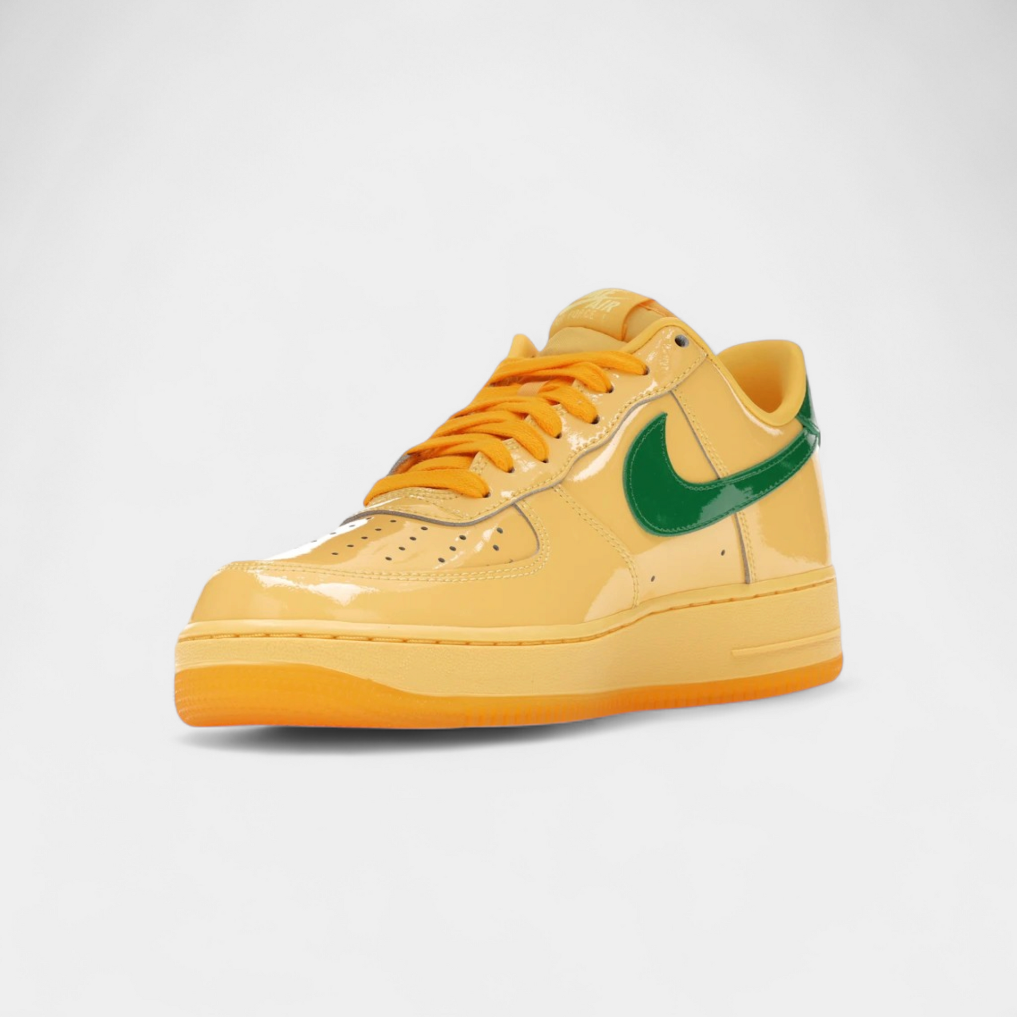 Nike Air Force 1 Low Patent Leather Topaz Gold Pine Green