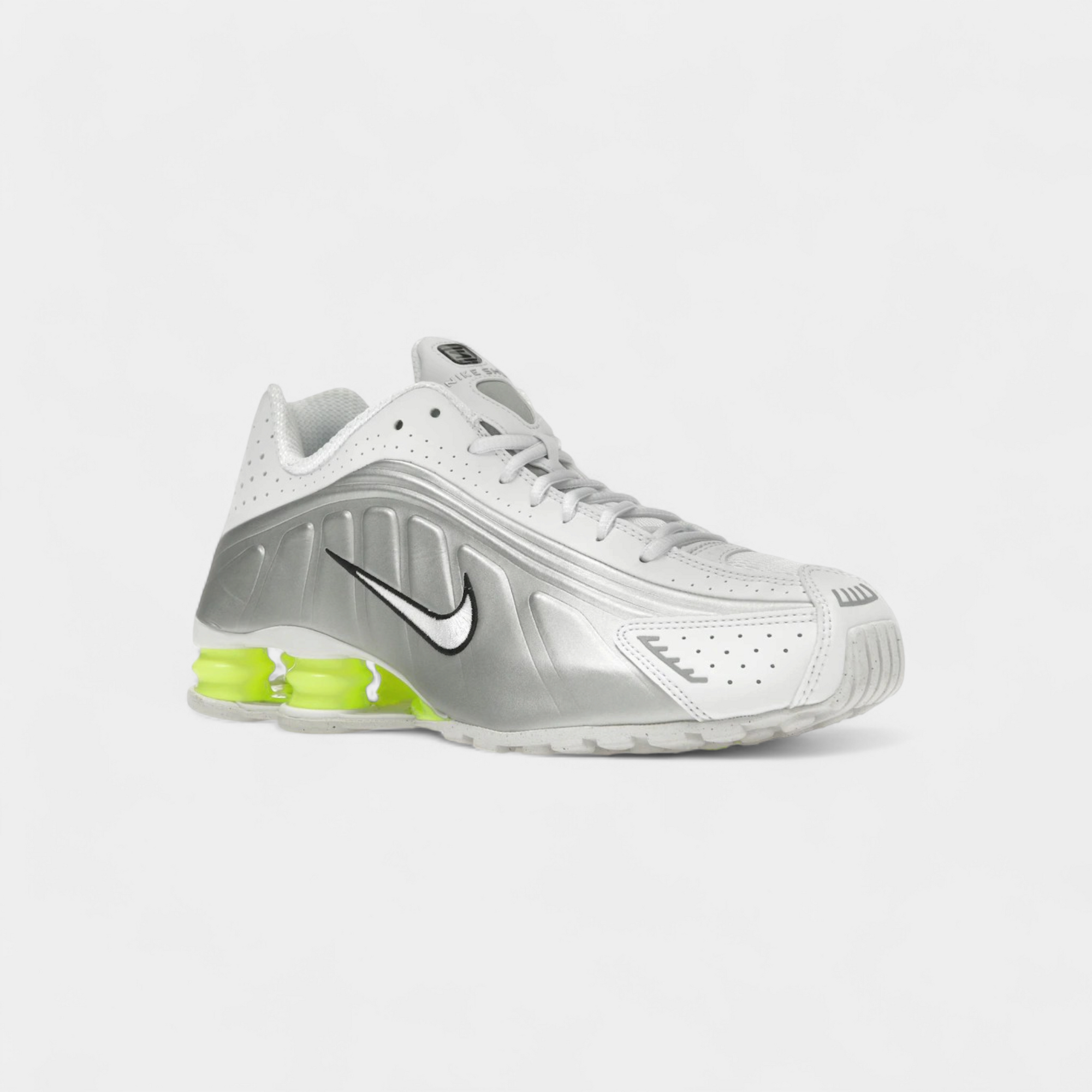 Nike Shox R4 White Metallic Silver Volt (Women's)