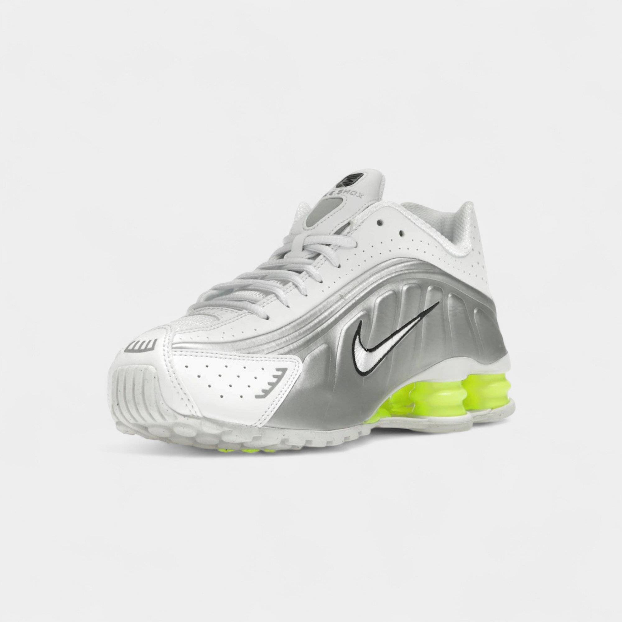 Nike Shox R4 White Metallic Silver Volt (Women's)