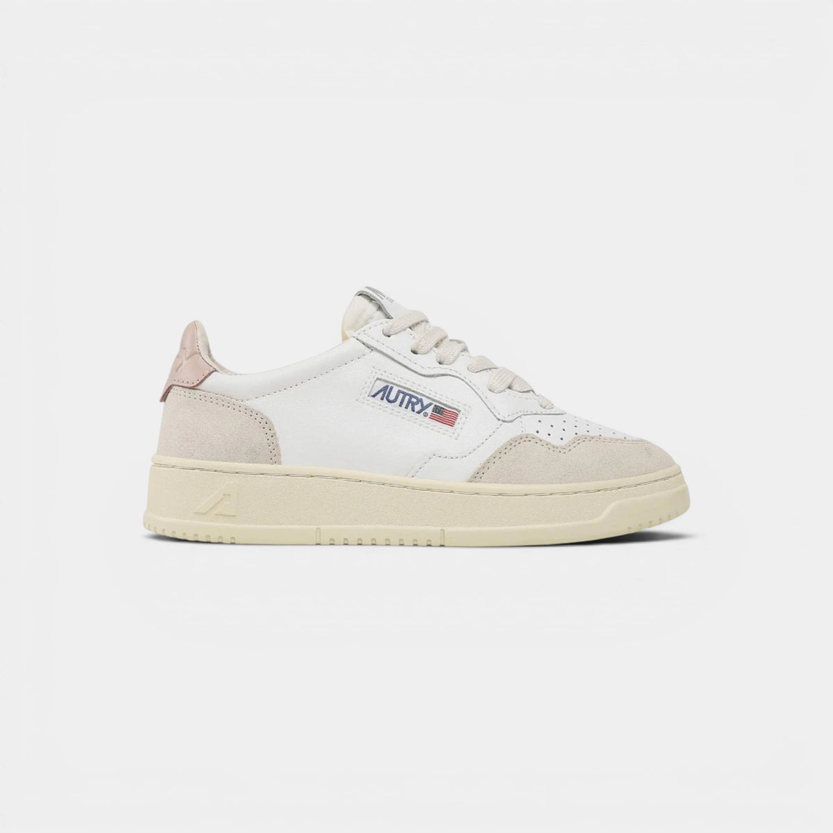 Autry Medalist Leather Low White Pink (Women's)